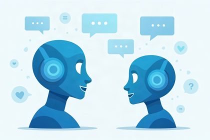 Ilustración de un asistente de inteligencia artificial conversando