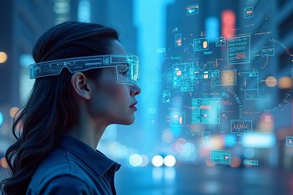 Ilustración de realidad aumentada con hologramas